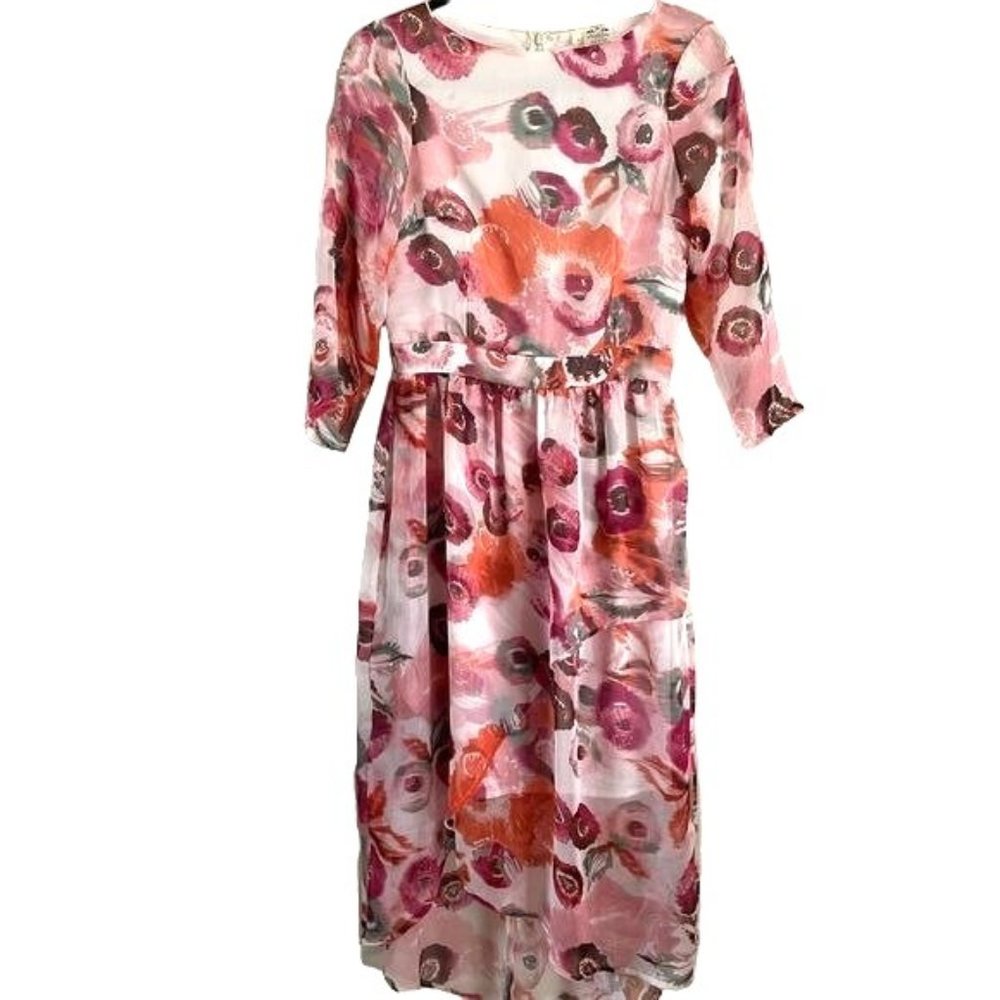 Shabby Apple Pink & Orange Floral Dress, Size 4